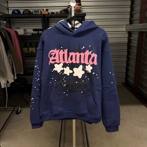 Spider Atlanta Dark Blue Pink Mens/ Unisex Hoodie Large
